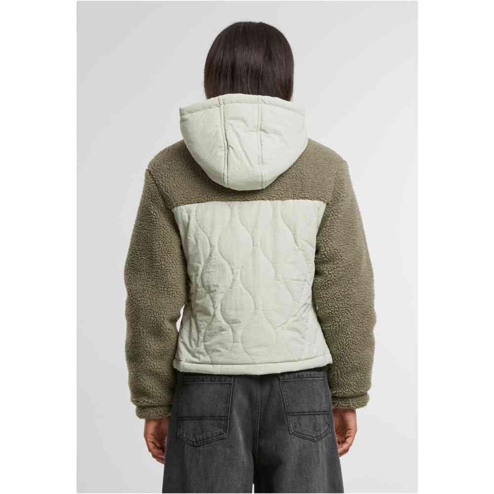 Urban Classics - Sherpa Crinkle Nylon Mix Jacke - Grün/Grau